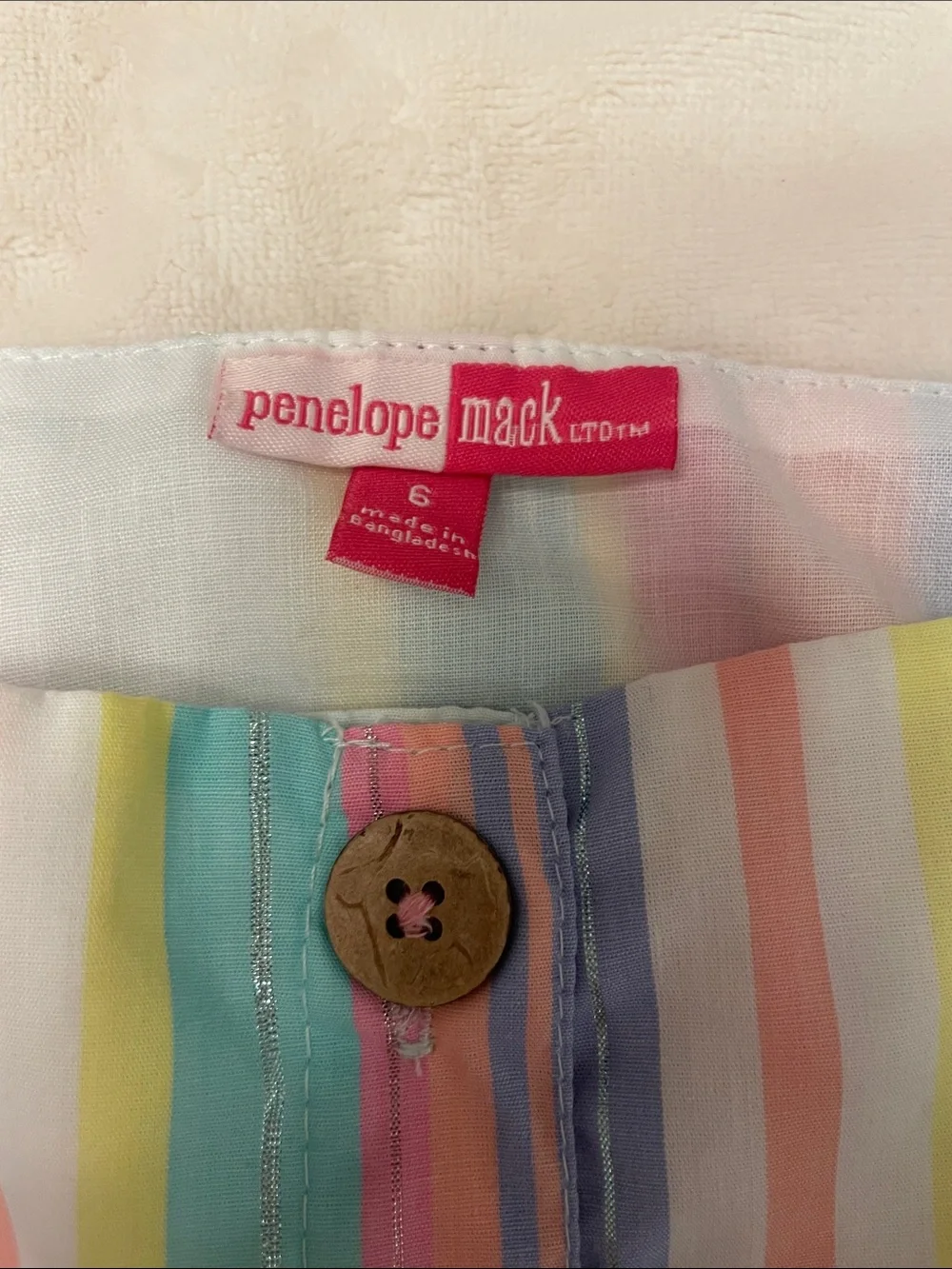 Penelope Mack Pastel Multi-Stripe Button-Up Tiered Dress